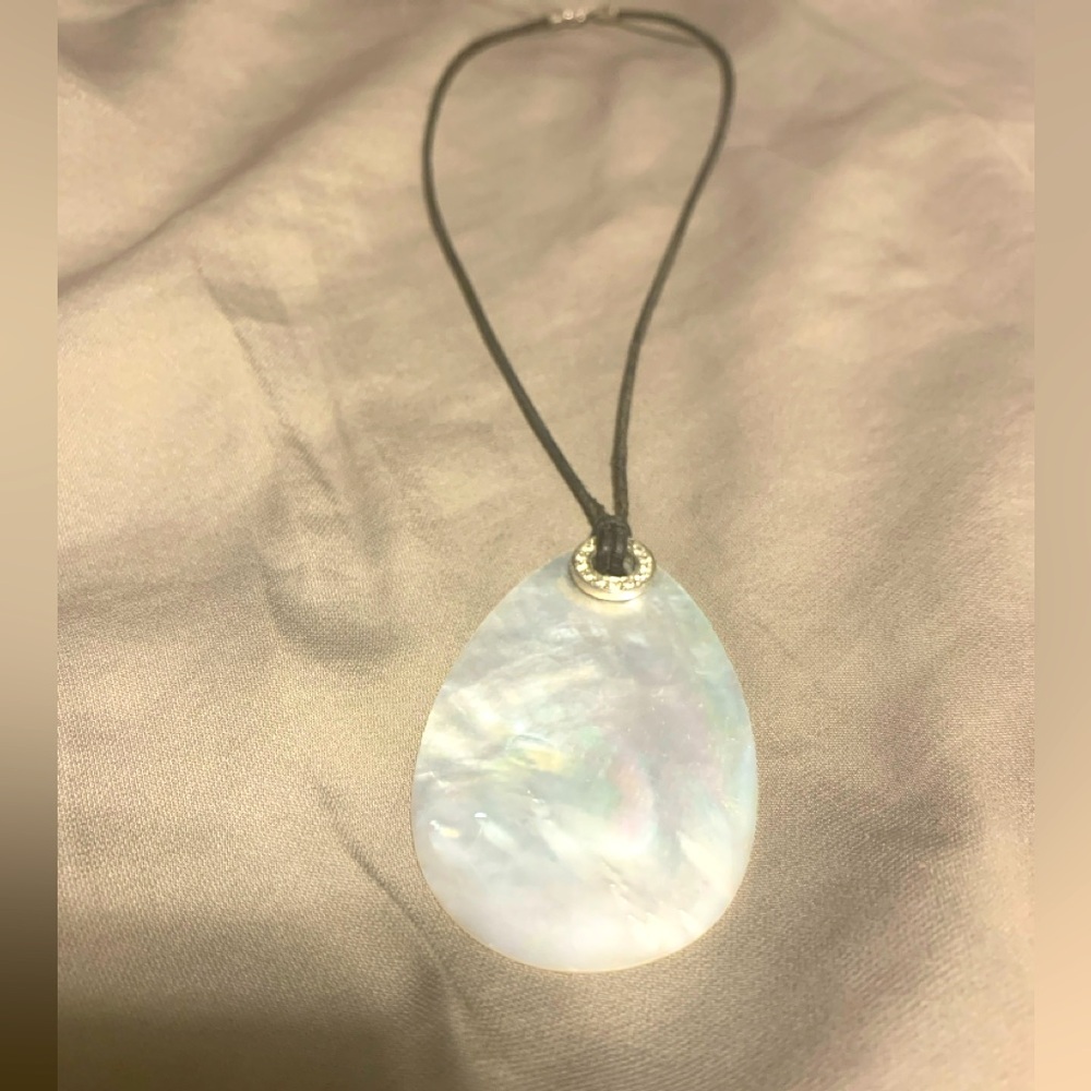 Teardrop Real Mother of Pearl and Diamond Necklace.